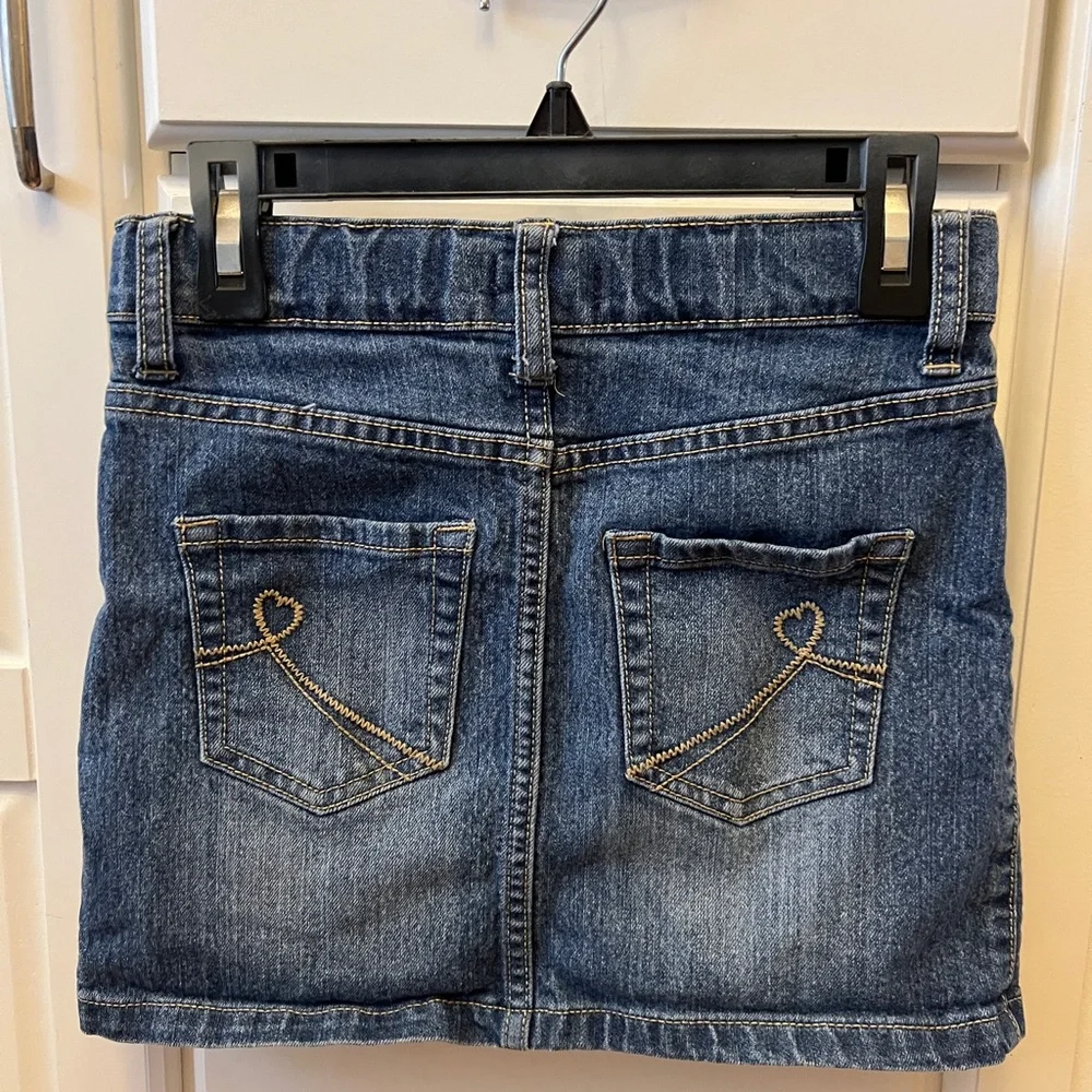 Children's Place Girls Blue Jean Skirt Size 8 Adjustable waist EUC